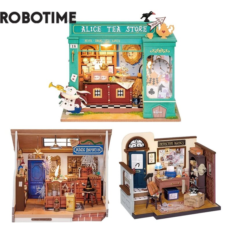 Robotime Rolife DIY Ornamen Dekoratif Biro Arsip Misteri Mainan Anak-anak Dewasa Miniatur Rumah Boneka Ajaib Fantasi Kit Kayu