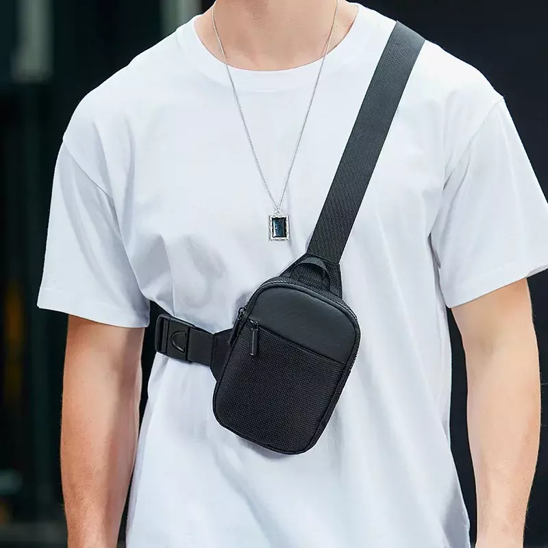 Japońska męska moda torba na klatkę piersiowa mała płócienna torby na ramię Crossbody dla mężczyzny Mini szmatka sportowa męska torba na telefon krzyżowy