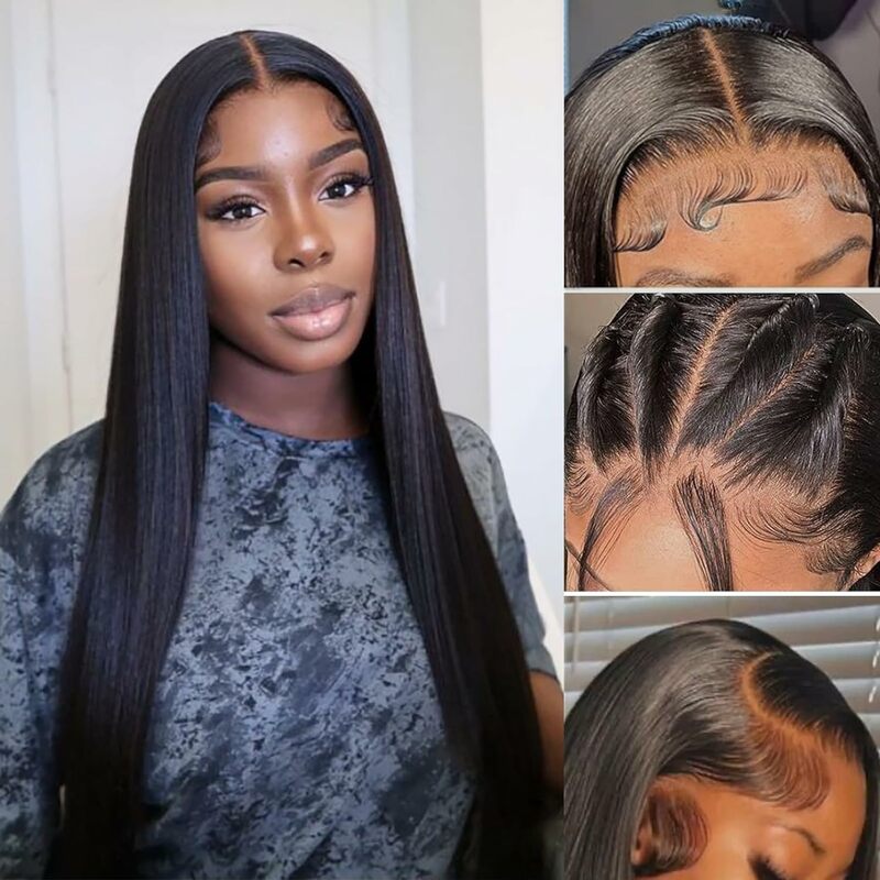 Black straight hd transparent lace frontal wigs 13x6 30 inch human hair 100% brazilian choice for women cheap on sale clearance