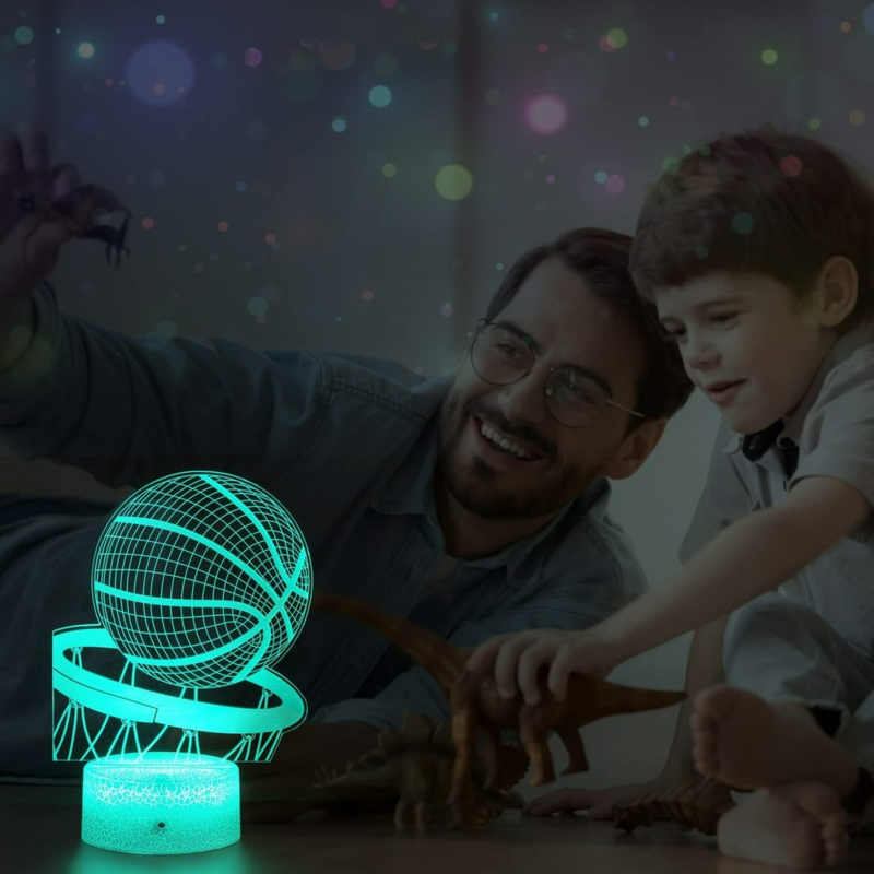 Basketbal Nachtlampje, 3D Illusion Led Lamp , 16 Kleuren Dimbaar Met Afstandsbediening Smart Touch, beste Kerst Verjaardagscadeau