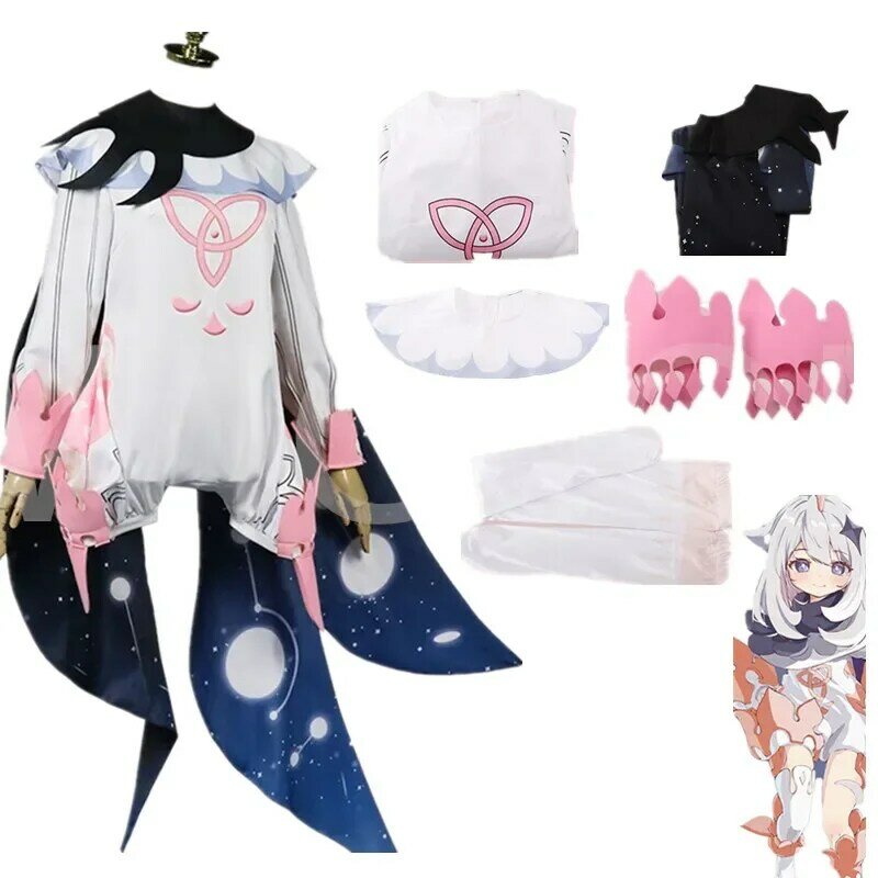 Anime Genshin Impact Paimon Cosplay Costumes Lolita Dress Vestido Game Halloween Costumes for Women Suit Wig Role Play Clothing