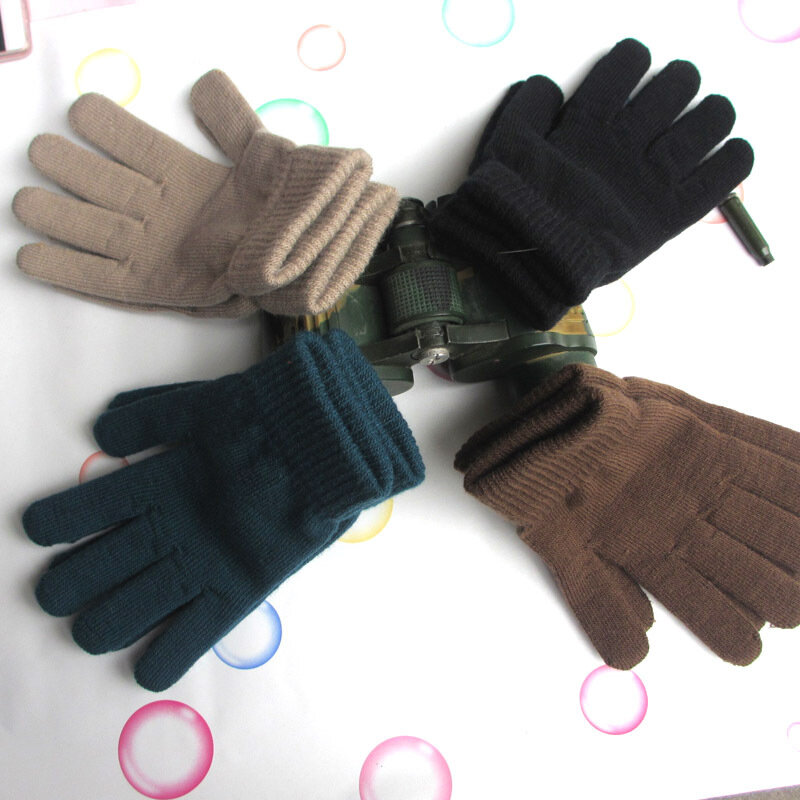 Перчатки с пальцами зимние осенние теплые плотные мужские женские перчатки унисекс трикотажные однотонные Модные Плотные варежки спортивные перчатки для улицы