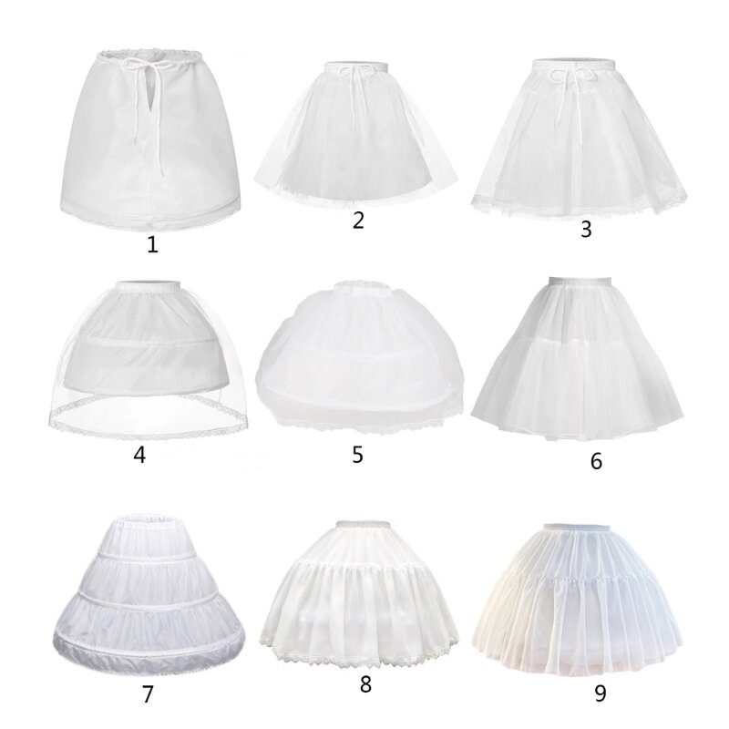 E15E Bouffant halfslip petticoat voor kleine meisjes, elastische crinoline-onderrok voor kinderen