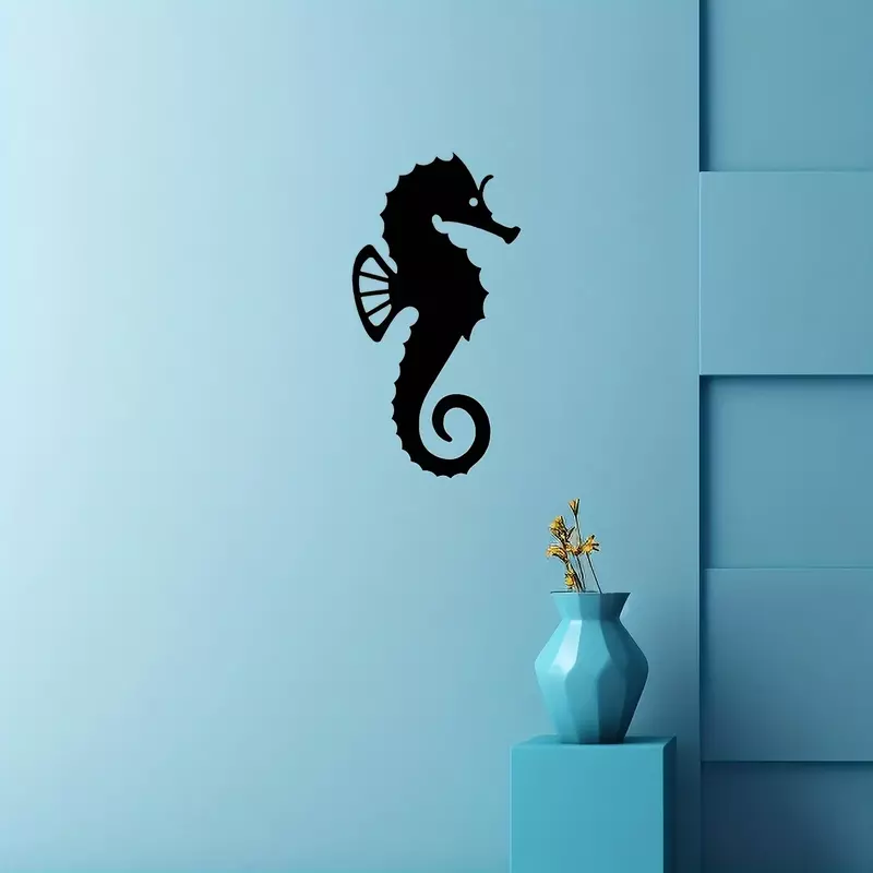 Bring The Beach Home: 1pc Silhouette Seahorse Home  Decor Sticker for House & Yard Decoration Wall Decor, Metal Wall Hanging wal