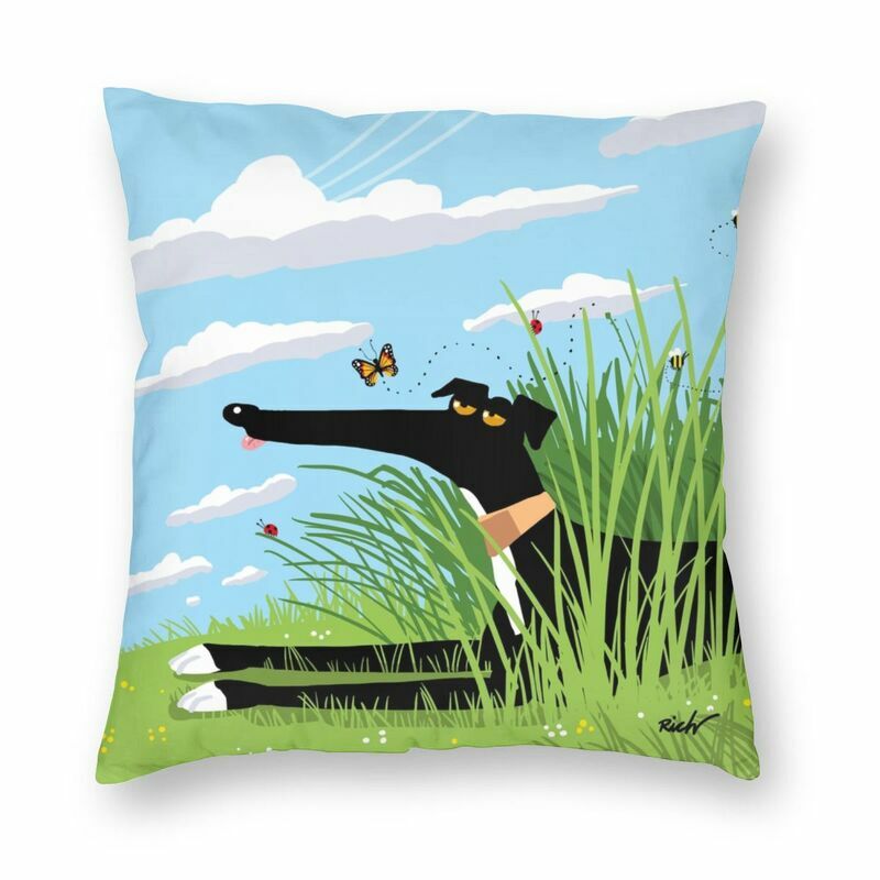 Vibrant Greyhound Whippet poduszka dla psa okładka Home Decor krótka pluszowa poduszka Case Cartoon Sighthound wzór, pokrowiec na poduszkę na sofę