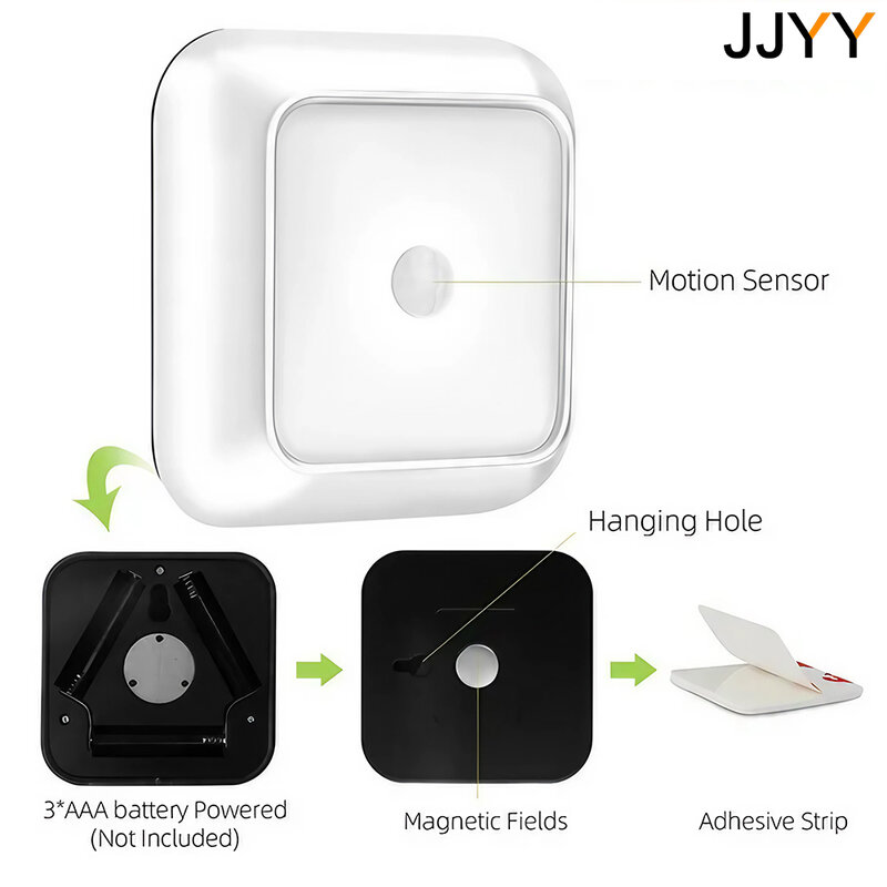 JJYY-Veilleuse LED à capteur, adaptée à la garde-robe, à la lampe à cendres, aux toilettes, aux escaliers, à la chambre, au couloir de la maison