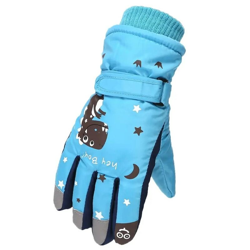 Anti-slip Full Finger Ski Gloves New Thickening Windproof Outdoor Sports Gloves Cartoon Printing Winter Warm Cycling Gloves
