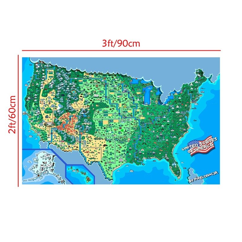 Mapa del mundo de los Estados Unidos, pegatina de 90x60cm/3x2 pies, póster antiguo detallado, tabla de pared, papel Kraft, suministros de oficina mundial
