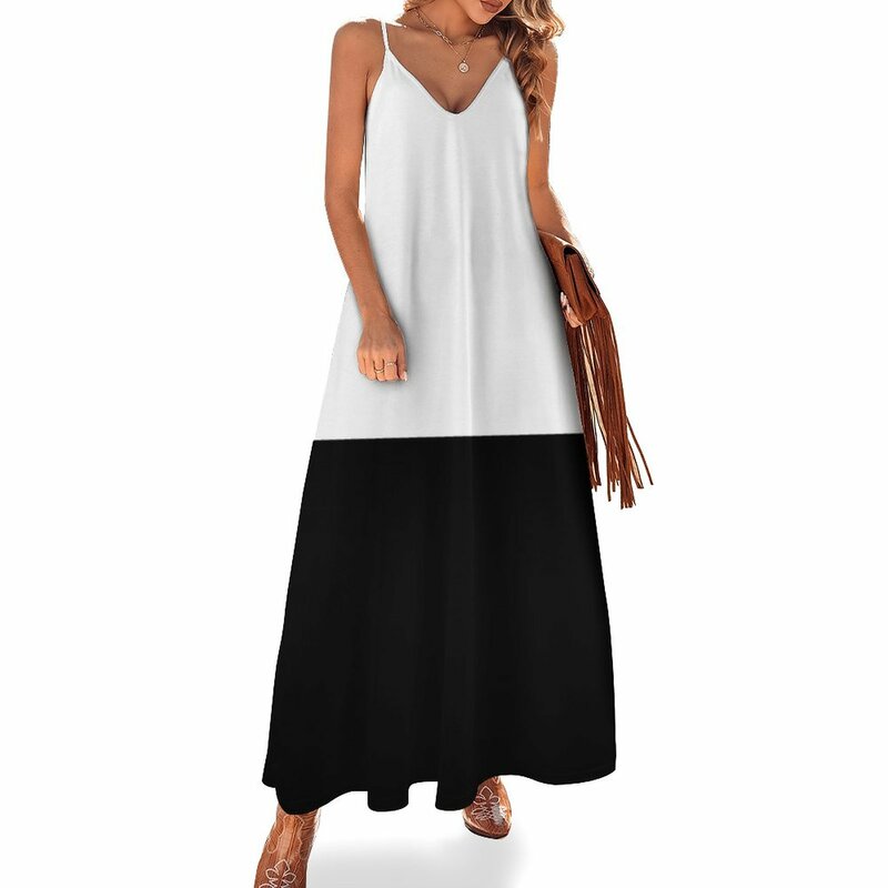 white and black bicolor Sleeveless Dress dresses summer african dresses for woman