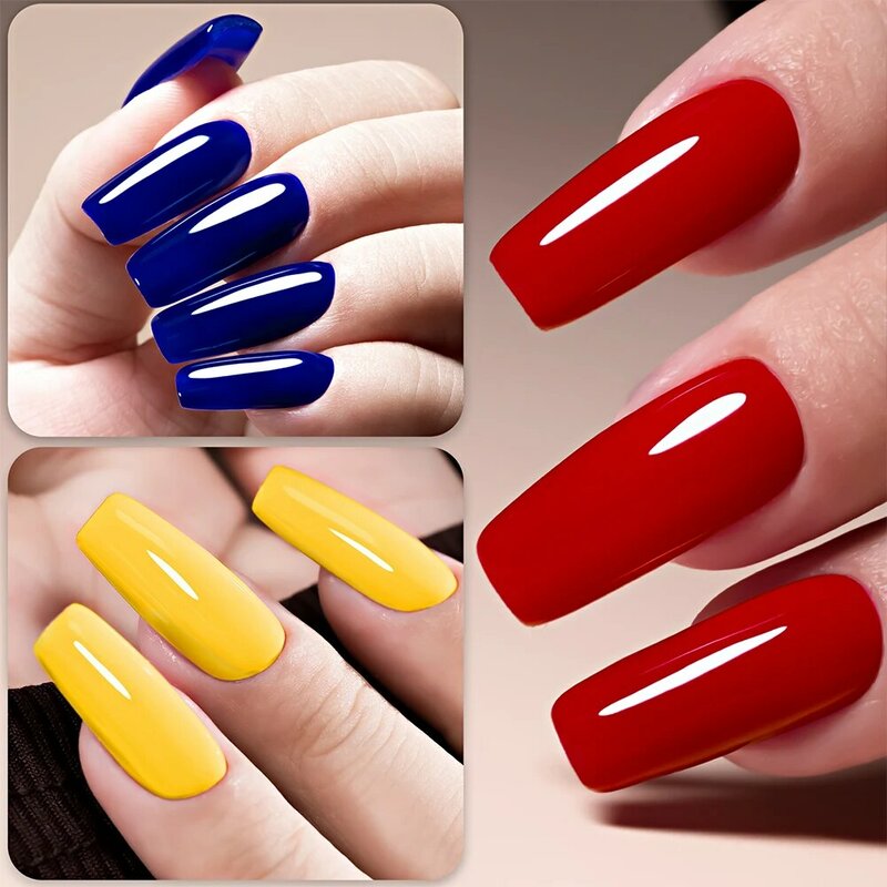 YOKEFELLOW – vernis à ongles en Gel, classique rouge, bleu, jaune, couleur primaire, facile à bricoler, mélange de toutes les couleurs, Nail Art, 10ML