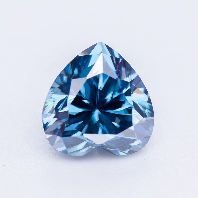 Piedra de moissanita en forma de corazón, piedras preciosas azules de zafiro para la fabricación de joyas, Material cultivado en laboratorio, Diamante avanzado con certificado GRA