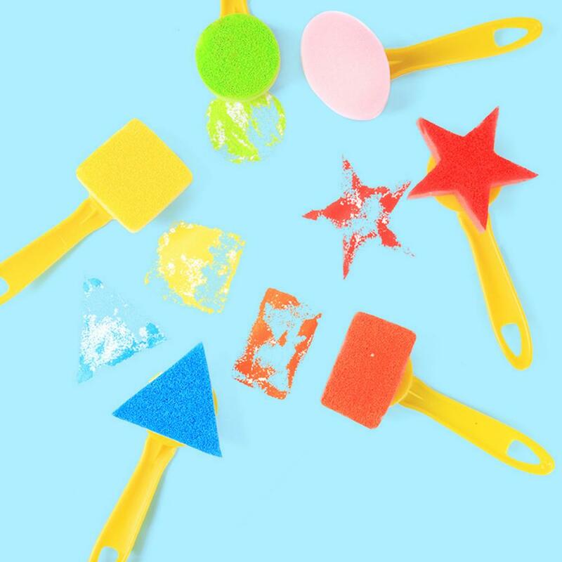 Tampons en éponge légère de bonne qualité, jouets de dessin, peinture, brosses à timbres, sûrs à utiliser, 6 pièces