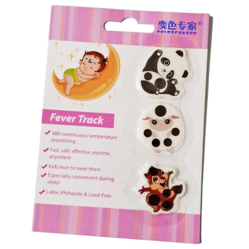 Cartoon Fever Stickers Children Forehead Thermometer Fever Track  Stickers Fever Continuous  for Kids Y55B