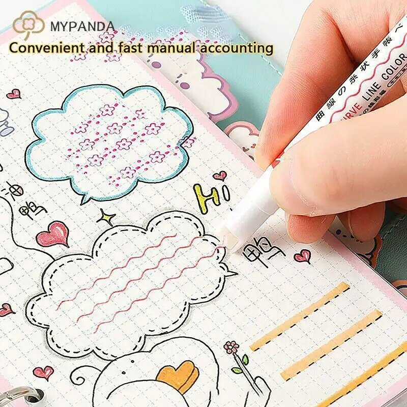 Funny Double Line Pattern Outline Marker Pen Hand Copy Account Multi-colored Curve Pen Quick Dry Mark Notes Painting Highlighter