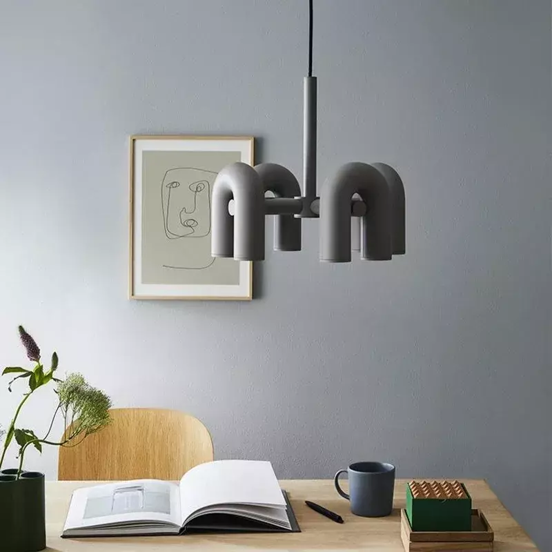 Lampu gantung plastik tipe U Modern, lampu gantung desainer mewah dalam ruangan rumah pencahayaan liontin Dekorasi seni ruang makan