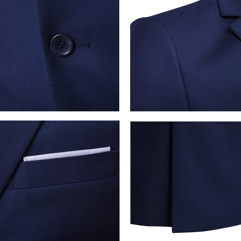 Mannen Blazers 3 Stuks 2 Sets Bruiloft Elegante Business Vest Broek Blauw Coats2022 Formele Jassen Koreaanse Luxe Gratis Verzending