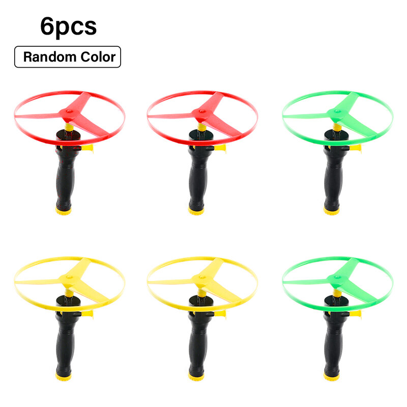 6pcs Flying Disc elica giocattoli bambini elicottero Pull String Flying piattini cane Pet Chaser forniture per l'addestramento