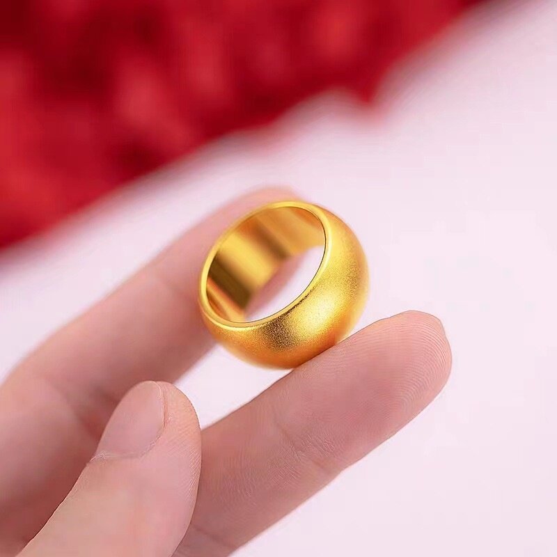 KISS&FLOWER 24KT Gold Matte 12N Ring For Women Men Couple Lovers Fine Jewelry Wholesale Wedding Party Valentine's Day Gift RI193