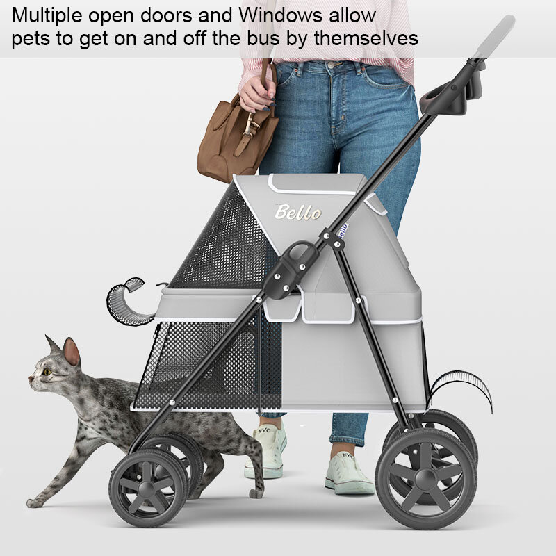 Bello 2023 Travel Carrier Easy One-Hand Fold Luxury Pet Dog passeggino 4 ruote passeggini leggeri per cucciolo