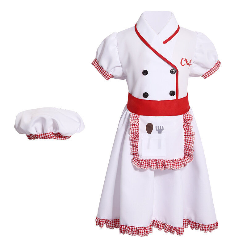 Kid's Doctor Chef Costume Child Chef Coat for Boys Girls Cook Outfit