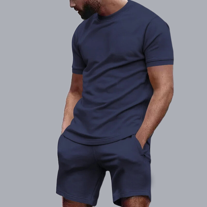 Set di abbigliamento sportivo da uomo estivo moda uomo magliette a maniche corte + pantaloncini sportivi tuta Casual da uomo ad asciugatura rapida Set di 2 pezzi abbigliamento