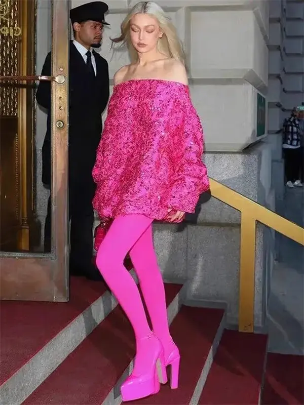 Calças justas formais Barbiecore para mulheres, elegante vestido rosa de baile para senhoras, vestido feminino de cristal luxuoso