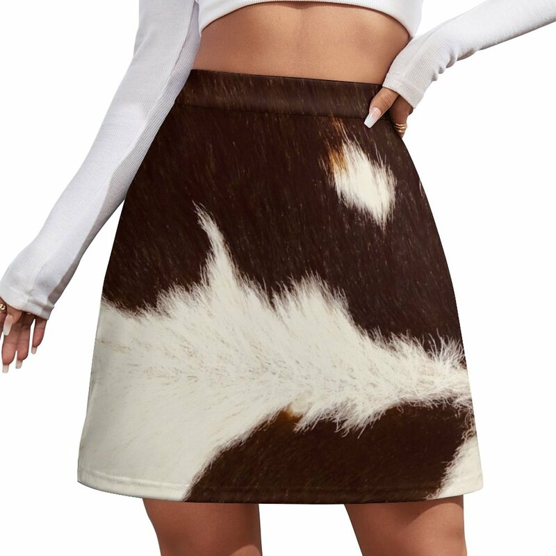 Minifalda rústica de piel sintética para mujer, estilo de piel de vaca, faldas elegantes para mujer, ropa vintage de los años 90