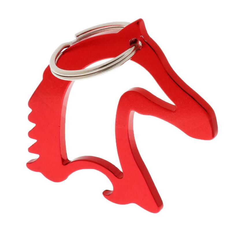 Aluminum Horse Head Simple Bottle Opener Key Ring Keychain Bag Pendent