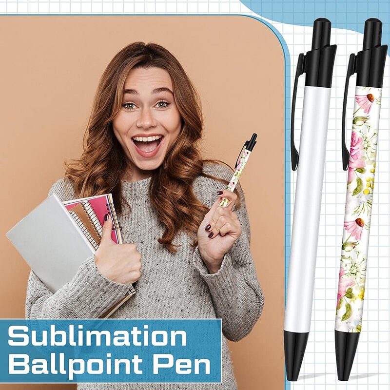 12Sets Sublimation Pens Blank Sublimation Ballpoint Pen With Shrink Wrap For Office School Stationery Supplies Easy Install