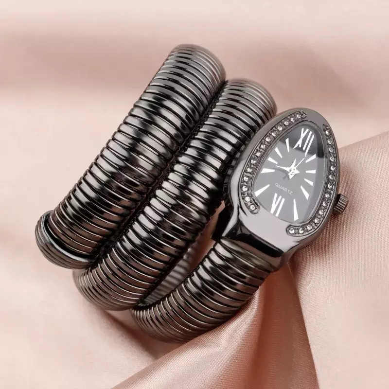 Women's Snake Shaped Bracelet Watch, Personalizar, Criatividade, Quartzo, Relógio, Fashion Luxo