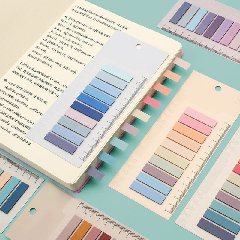 80 beschrijfbare kleverige tabbladen in kleur, transparante tabbladen met plaknotities in kleur