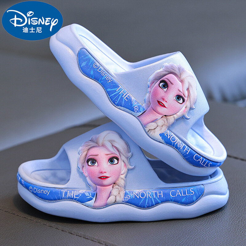 Zapatillas de Disney para niños y niñas, sandalias de baño antideslizantes de suela suave con dibujos animados de Frozen, princesa Elsa, Verano