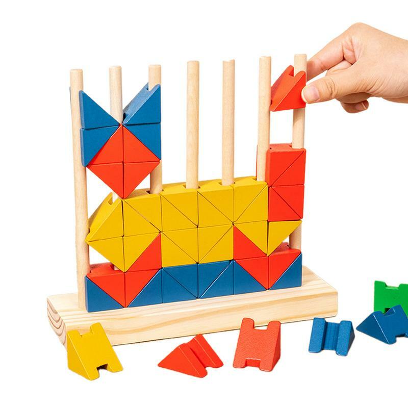 나무 모양 분류 및 쌓기 장난감, 유치원 미세 운동 기술 장난감, 어린이 및 유아용 3D 기둥 빌딩 블록 매칭 장난감