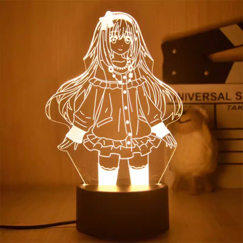 Lampu Anime lucu gadis cantik 3D lampu malam Led akrilik lampu malam 7/16 warna lampu meja wanita seksi untuk hadiah dekorasi kamar tidur