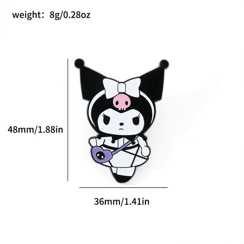 Dark Style Sanrio Enamel Pins Hello Kitty Kuromi Melody Cinnamoroll Brooches for Halloween Gifts Fashion Accessories