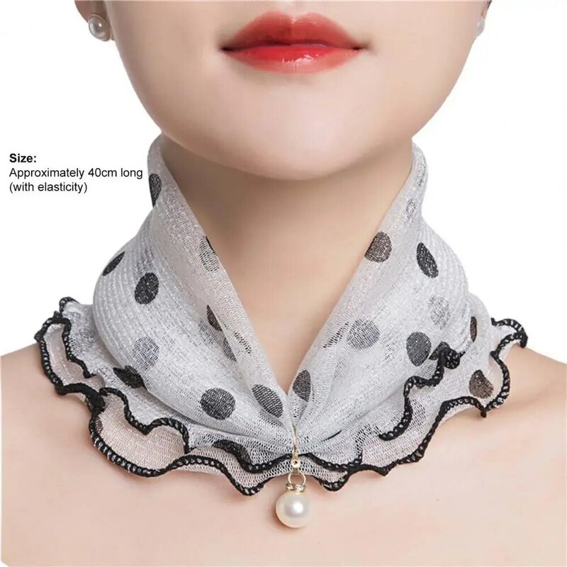 Sciarpa pittura stampa imitazione perla durevole Ruffle Edge Lady foulard per banchetto