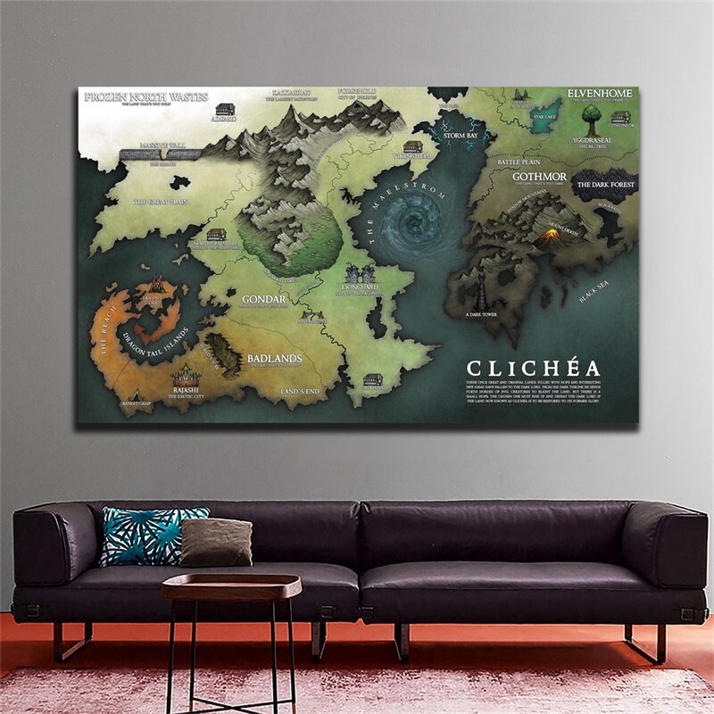 59*42cm Vintage Poster Non-woven Canvas Painting Decorative Picture Wall Art Prints Living Room Home Decoration School Supplies