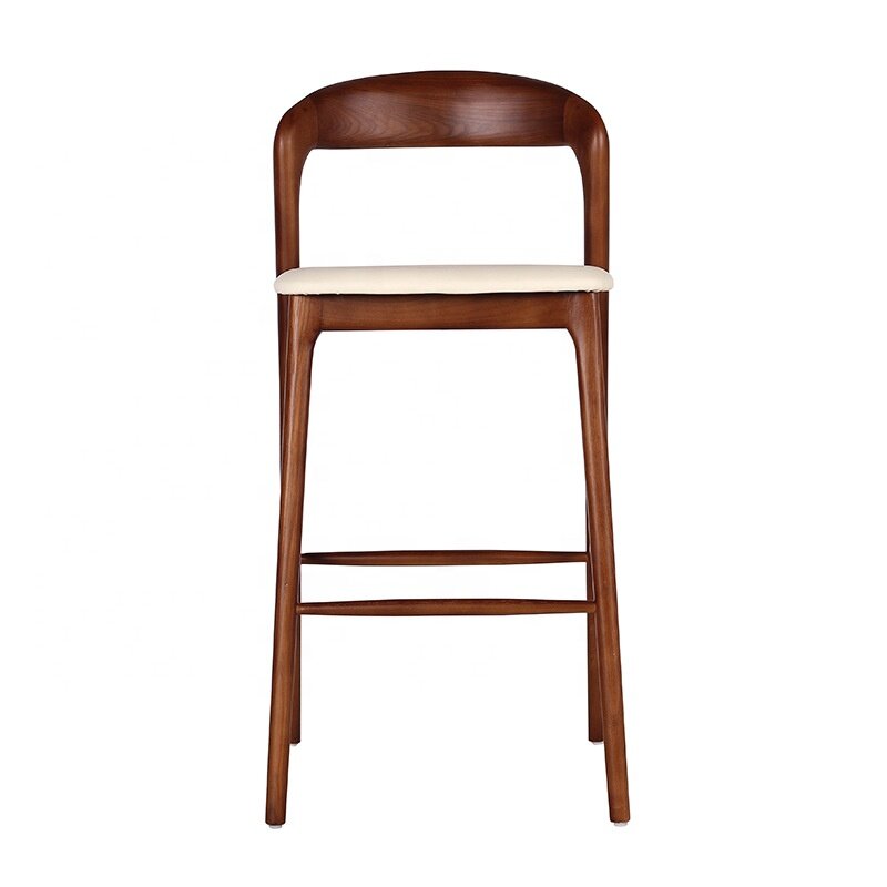 Gorąca sprzedaż Nowoczesny włoski stołek barowy z litego drewna Wysokie krzesło Bistro Krzesło barowe