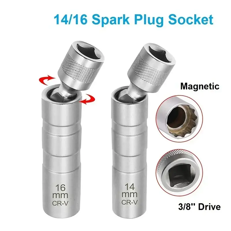 Removal Tool Universal Joint Plug Socket Set Spark Plug Socket Wrench Adapter Spark Plug Tool 14mm16mm Set Spark