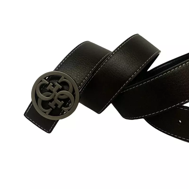 Cinturón de cuero genuino con hebilla circular de Metal para hombre y mujer, cinturón de moda para Vestido vaquero, pretina de alta calidad