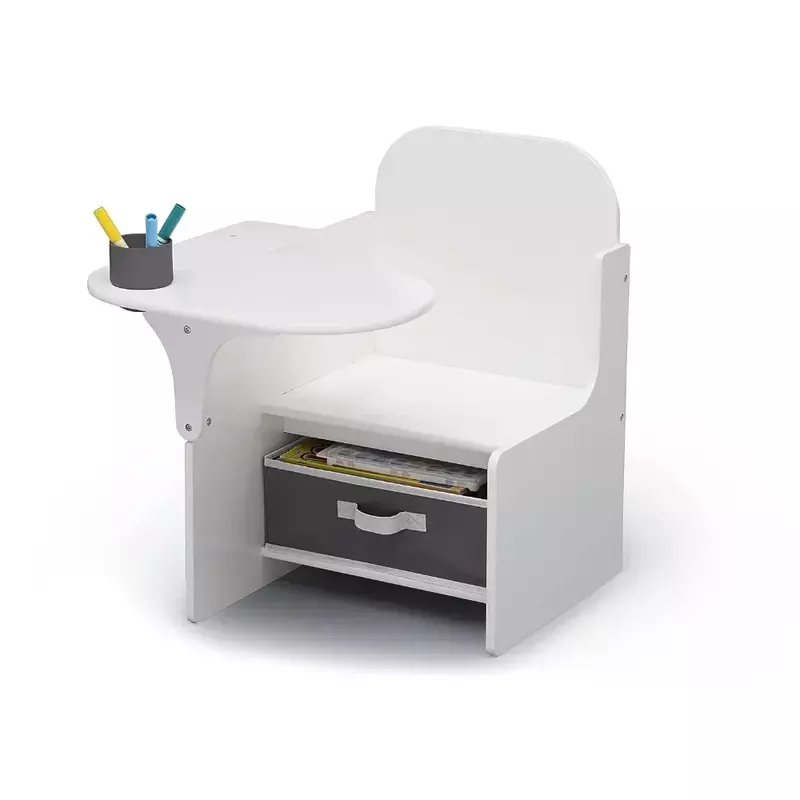 Детский стул, стол с ящиком для хранения, сертифицирован Greenguard Gold, белый