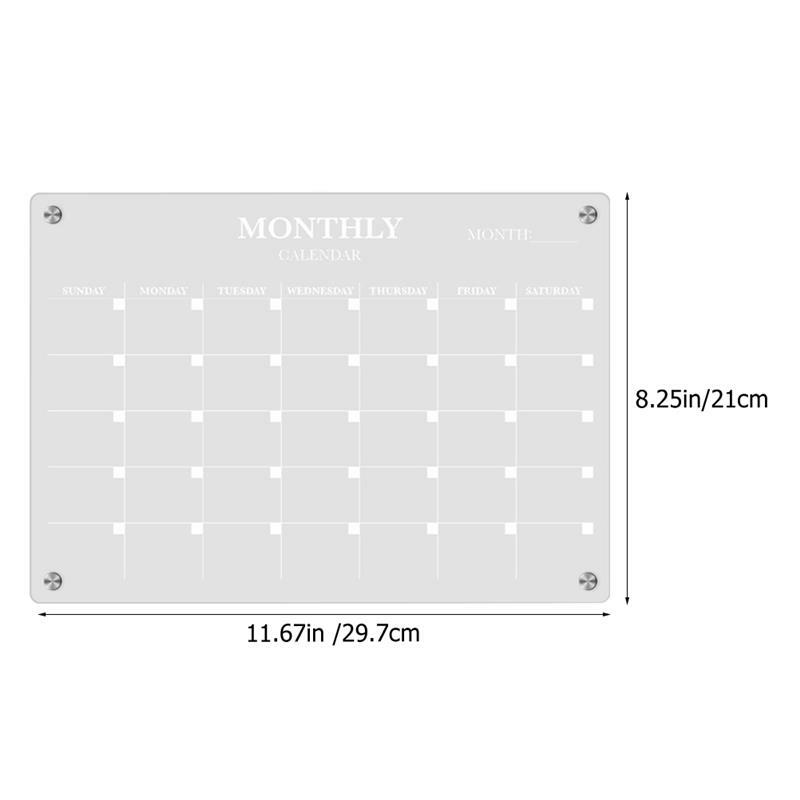 Tablica planowa tablica magnetyczna płyta kuchenna magnetyczna lodówka kalendarz akrylowa pusta tablica harmonogram przezroczysty z 6 szt. Długopisem