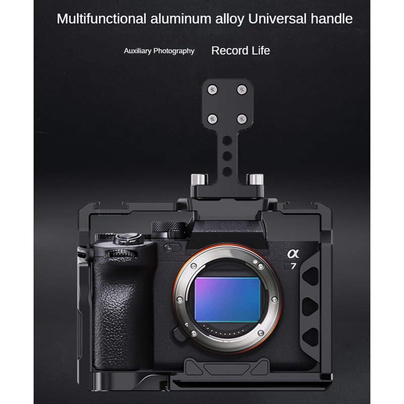 Alumínio Alloy Upper Handle para Sony e Canon, gaiola câmera portátil, conveniente