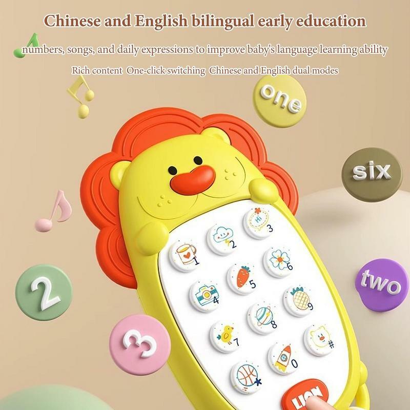 Brinquedo mastigável do telefone celular para bebês pré-escolares, aprendizagem precoce, brinquedos sonoros interativos, telefone falso, brinquedos pré-escolares