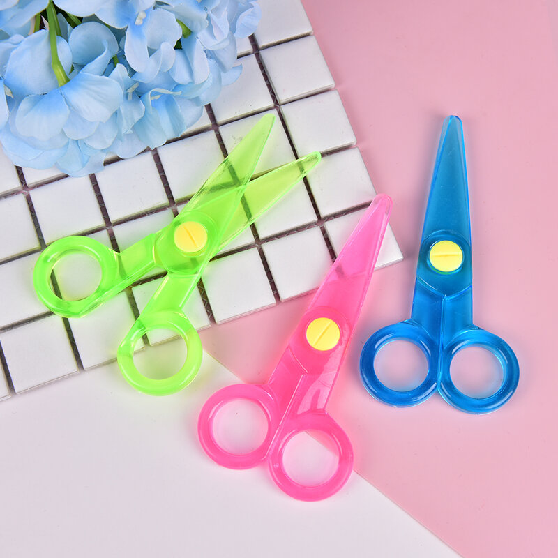 1PC Cute Safety Plastic Scissors Hand Scissors for Students and Children Children's Paper-cut Stationery Children's Scissors