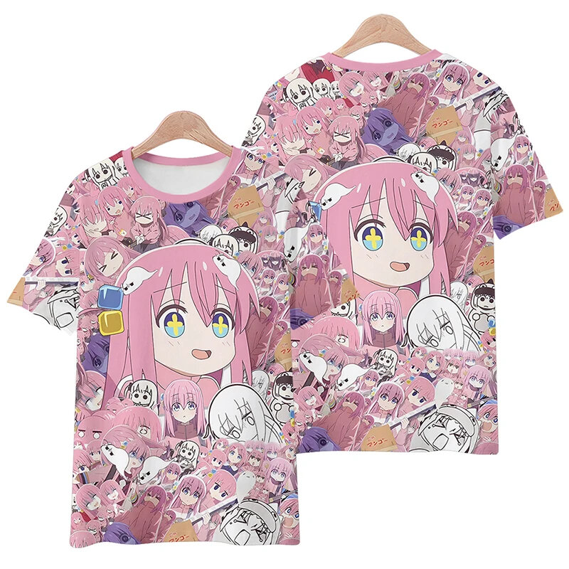 Sommer neue japanische anime comic bocchi der rock! 3D bedrucktes T-Shirt für Männer und Frauen, Unisex Casual Street Fashion T-Shirt Top