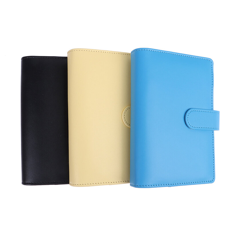 Macaron Farbe A6 6 Ring Binder PU Clip-auf Notebook Leder Lose Blatt Geld Bargeld Umschlag Organizer Bindemittel Tasche