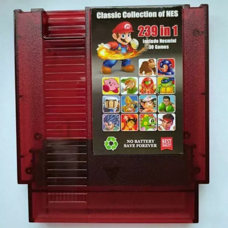 Cartão de jogo combinado FC para NES, cartucho vermelho e azul, 239 em 1, 239 em 1