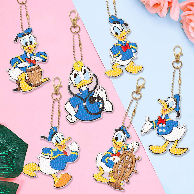 LLavero de Disney con pintura de diamantes para niños, bordado de mosaico de diamantes completo, costura, mochila Diy, colgante, regalo lindo