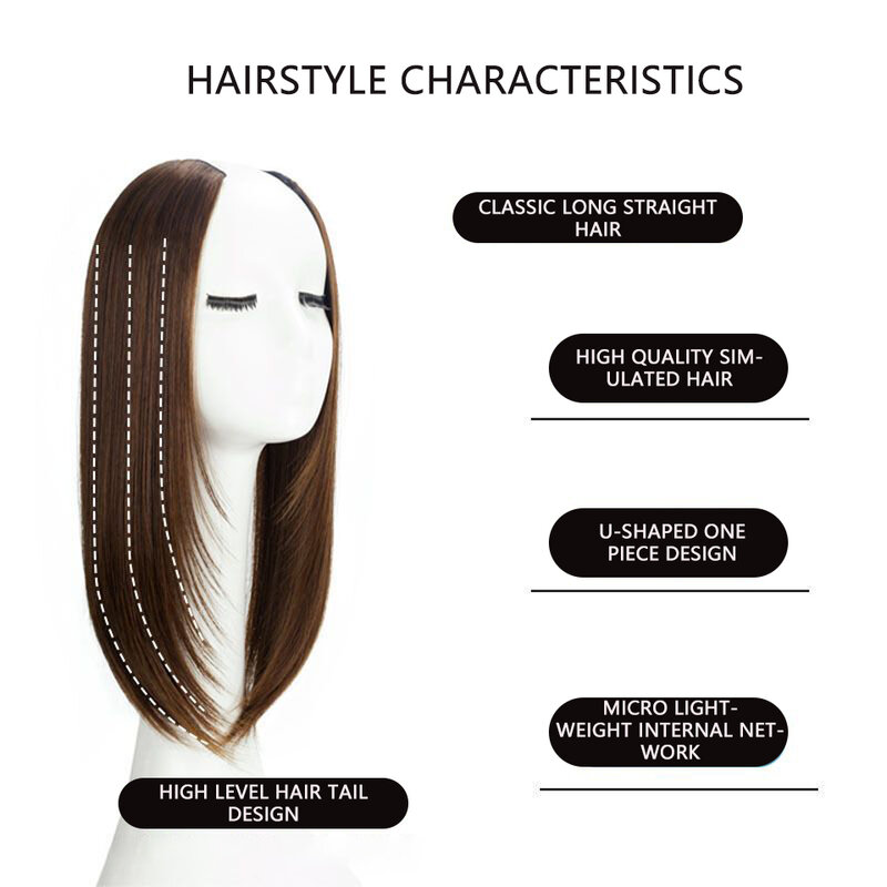 女性のための合成余分な長い髪のかつら、レイヤーヘアエクステンション、頭の増加の上部、合成毛